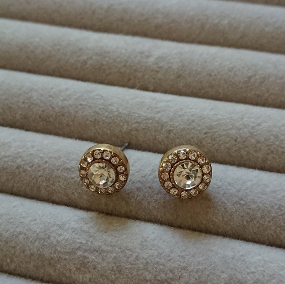 J. Crew Elegant Gold tone crystals Stud Earrings